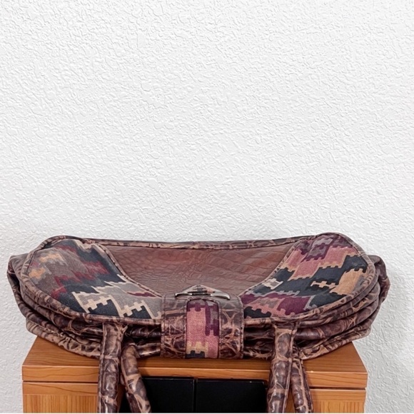 Vintage Southwestern Western Tribal Boho Cowgirl Ranch Rodeo Leather Handbag - Picture 9 of 9